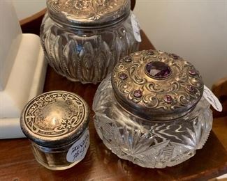 Sterling top dresser jars