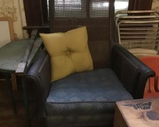 Cane back chair matches sofa