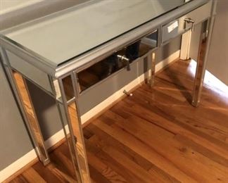 mirrored vanity / desk with 2 drawers