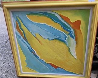 Abstract Acrylic Painting on canvas signed W. Myers