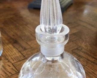 pressed glass perfume bottle with stopper