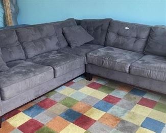 Grey Ultrasuede Sectional Sofa