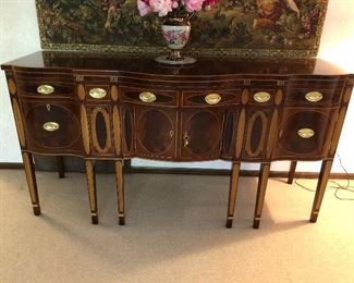 Kindel Winterthur Reproduction inlaid mahogany New York sideboard.