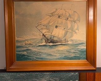 Vintage Mitchell Print on Board Framed Art