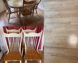 Butcher Block Style Oval Kitchen Table & Set 4 Chairs Natural Wood Seats with Painted Legs & Backs
