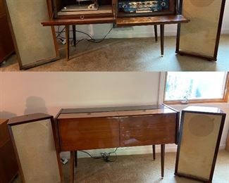 Phillips Mid Century Laquer Stereo, Turntable Console 