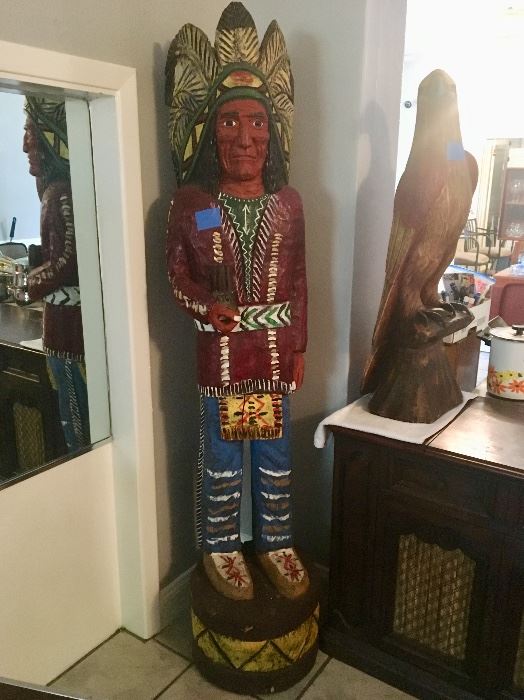 Indian - 73” Tall -  Carved Wood 