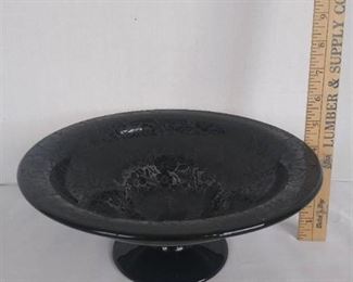 Black flower garden with butterflies footed comport