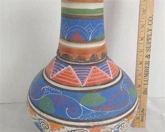 Painted clay carafe