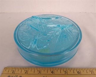 Vintage blue Fenton trinket box