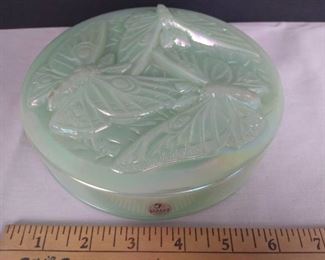 Vintage green Fenton trinket box