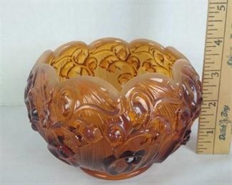 Vintage Fenton Lily of the valley Ember opalescent bowl with lid