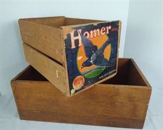 Homer crate and a wooden crate
