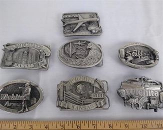 (5) Wichita, (1) Boeing, (1) McConnell AFB Kansas belt buckles