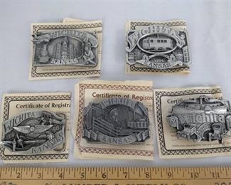 (5) Wichita Kansas belt buckles