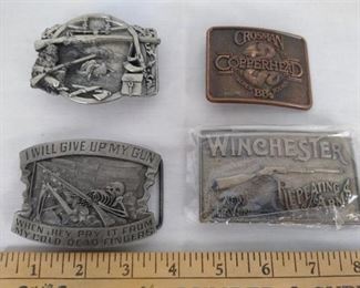 (3) Gun, (1) crosman copperhead belt buckles