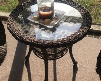 Wicker Glass Top End Table $ 34.00
