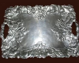 Large Metal Tray with Rabbits by Arthur Court 