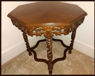Lovely Antique Beautifully Carved Octagonal Table