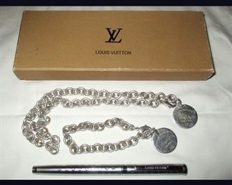 Louis Vuitton Pen with Original Box and Tiffany and Co Sterling Necklace and Bracelet 