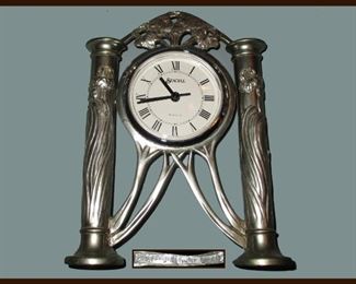 Seagull Pewter Art Nouveau Style Clock