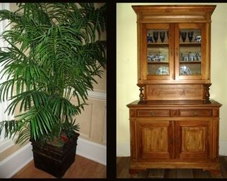 Very Tall Faux Tree and Excellent Cupboard 