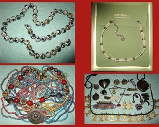 Cloisonne Beads, Judith Ripka Sterling Collection Necklace in Original Box and Lots of Nice Sterling and Costume Pieces