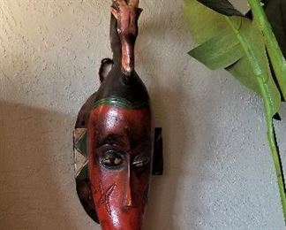 Red and black African mask