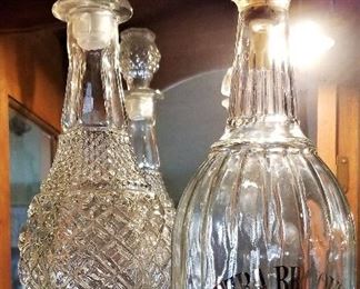 Glass decanters.