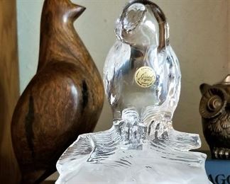 Glass owl and ironwood quail.