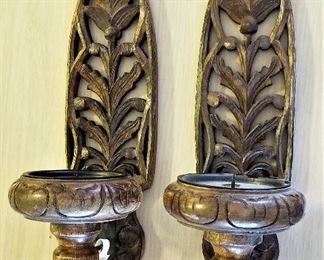 Unusual set of wooden candle holders.
