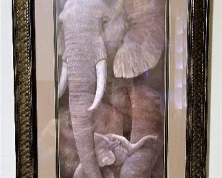 Elephant and baby elephant art.