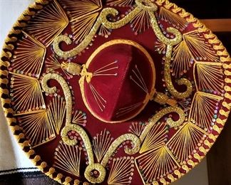Large Mexican red sombrero hat.