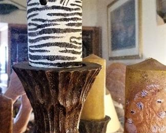 Animal candles and unique candle holders.