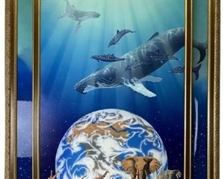 LARGE WILLIAM SCHIMMEL NATURE PAINTING WALL ART | KILLER WHALE GIRAFFES ZEBRA EARTH
-59" X 44" TO FRAME
-VERY GOOD CONDITION
-DP5721