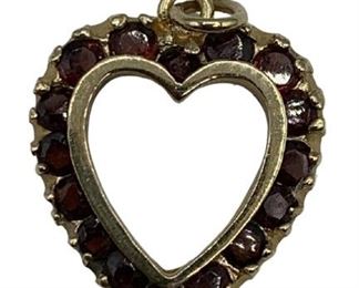 VINTAGE 14K GOLD HEART PENDANT WITH RED RUBY STYLE JEWELS FOR NECKLACE
-2.3 G
-VERY GOOD CONDITION
-DP5721