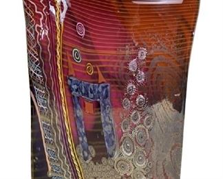 VINTAGE MURANO STYLE GLASS ART VASE SIGNED HOWARD | DECORATIVE HOME DECOR COLLECTIBLE VASES ITALIAN STYLE VESSELS
-18" X 10" X 4.5" APPROX
-VERY GOODS CONDITION, NO CHIPS OR CRACKS
-DP5621