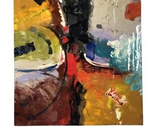 MONUMENTAL GAVIN ABSTRACT PAINTING WITH ACRYLIC OVERLAY ON CANVAS WALL ART HOME DECOR COLORFUL COLOR BLOCK HOME STAGING
-66" X 66" APPROX
-VERY GOOD CONDITION
-DP12521