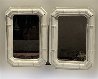 PAIR OF HOLLYWOOD REGENCY LEATHER WRAPPED FAUX BAMBOO MIRRORS MANNER OF KARL SPRINGER | MID CENTURY MODERN COASTAL MODERN TRADITIONAL MODERN HOME DECOR LIVING ROOM BEDROOM DECOR FURNITURE
-40" X 28" APPROX
-VERY GOOD CONDITION CONSISTENT WITH AGE AND USE, SOME WEAR
-DP5121