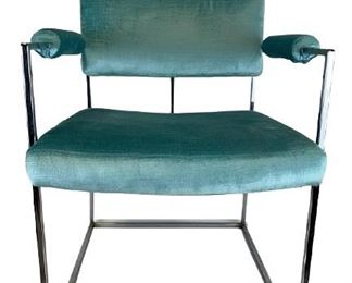 
VINTAGE MILO BAUGHMAN (1923- 2003) FOR THAYER COGGIN " DESIGN CLASSIC" CHROME THIN EDGE UPHOLSTERED OCCASIONAL DINING ARMCHAIR | MID CENTURY MODERN DESIGNER COASTAL MODERN HOME DECOR DINING ROOM TABLES AND CHAIRS FURNITURE LIVING ROOM DINING ROOM DECOR 2 OF 4
- 29" X 21" X 21" APPROX
-GOOD VINTAGE CONDITION, WEAR TO UPHOLSTERY
-DP5521