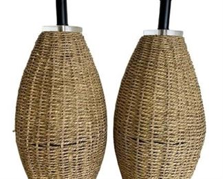 PAIR OF BASKET WEAVE SEAGRASS LAMPS W/ LUCITE ACCENTS | MID CENTURY MODERN MID MOD RETRO VINTAGE COASTAL MODERN TRADITIONAL MODERN FLORIDA REGENCY HOLLYWOOD REGENCY LUXURY HOME ACCESSORIES AND DECOR TABLE LAMPS LIGHTING OPTIONS
-23" X 8" X 8" APPROX EACH
-VERY GOOD CONDITION CONSISTENT WITH AGE AND USE, MARKS TO BASE
-DP5121