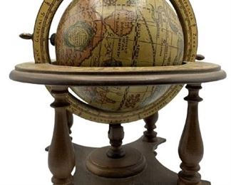 VINTAGE OLD WORLD STYLE ITALIAN WOOD TABLE TOP GLOBE W ZODIAC & ASTROLOGY SIGNS ON A SPINNING AXIS WOOD STAND | ZODIAC SIGNS ASTROLOGER ASTROLOGICAL FIRE EARTH AIR SIGNS ( Aries, Taurus, Gemini, Cancer, Leo, Virgo, Libra, Scorpio, Sagittarius, Capricorn, Aquarius and Pisces) COLLECTIBLE EARTH GLOBES
-11" X 8"X 8" APPROX