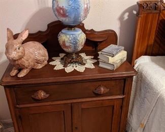 Antique washstand and GWTW lamp