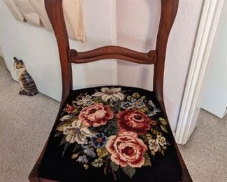 Needlepoint Victorian Balloon Back chair