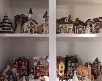 Full Christmas Village of ceramic houses with lights