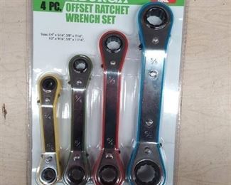 4 Pc SAE Offset Ratcheting Wrench Set