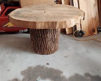 Log Base and 2in Slab Top End Table