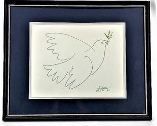 Pablo Picasso Dove II Peace Hand Silk Screen Print