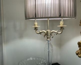 Crystal lamp with silk shade