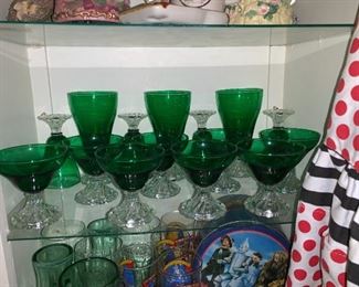 Vintage Anchor Hocking Green Boopie glasses